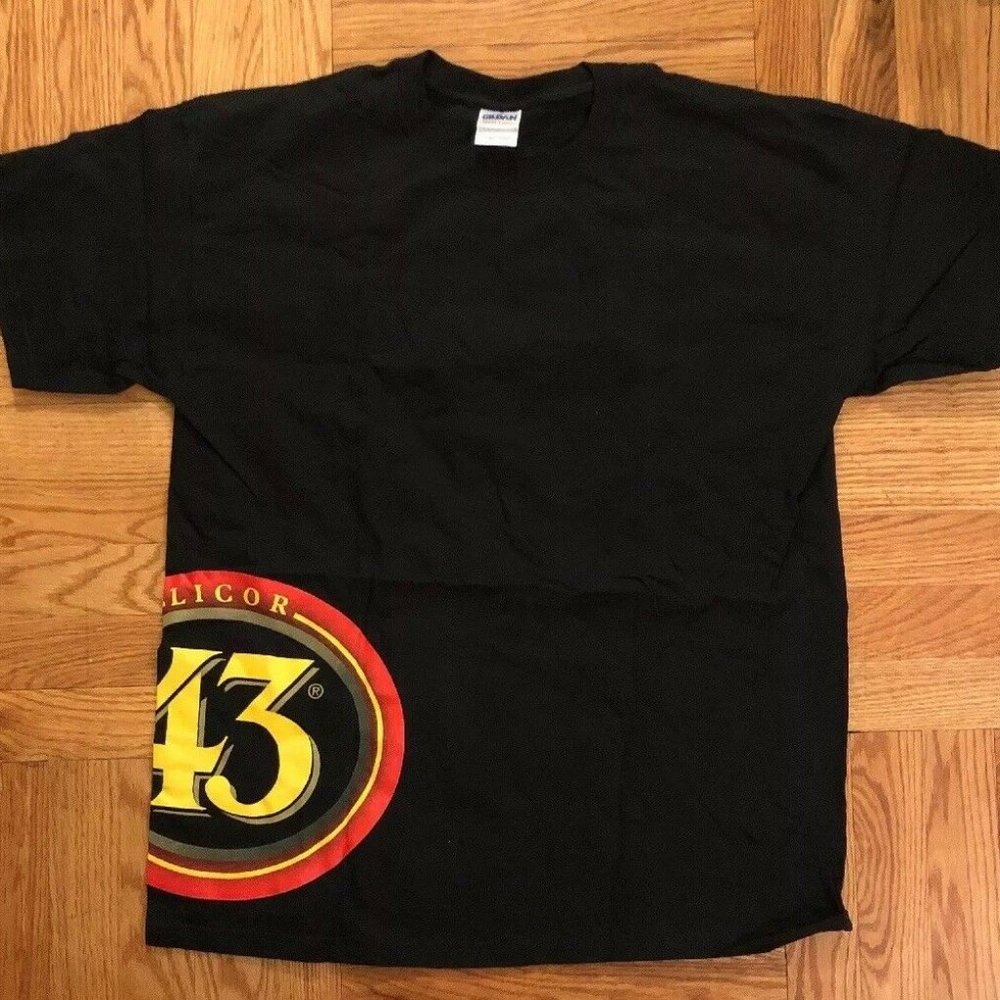 NEW! Licor 43 Men's Black Graphic T-Shirt Heavy Cotton Mini Beer Promo Large NOS